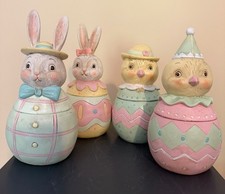 Johanna Parker Easter Bunny And Chick Containers Set Of 4 Transpac READ picture