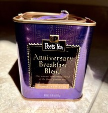 Embossed PEET'S Tea Anniversary Breakfast Blend Collectible Tin Purple EMPTY picture