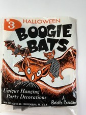 Vintage Beistle Halloween Die Cut Halloween Bat Decorations Set of 3  W/Package picture