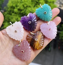 6pcs Natural Amazonite Vary Gems Heart Pendants Magic Reiki Noble Love Amulet picture