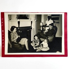 Vintage 1940s Silver Gelatin Photo Christmas Card Black Maid Domestic Worker picture