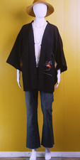 Vintage Japanese Kimono Haori Authentic Butterfly Motif Made In Japan picture
