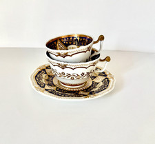 Antique John Yates Pattern 1202 Regency Porcelain Tea Coffee Trio c1825 picture