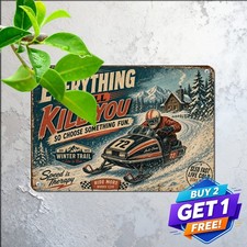 Snowmobile Enthusiast Sign Winter Racing Cabin Wall Decor Metal Tin Plaque picture