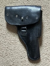Original Post WW2 German Germany Walther P38 P1 Pistol Gun Black Leather Holster picture