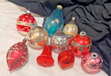 mixed lot of 10 Vintage shiny brite christmas tree ornaments Bell Indent Glitter picture