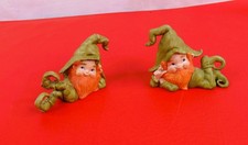 Vintage Lefton Leprechaun Gnome Elf Set of 2 Made in Taiwan picture