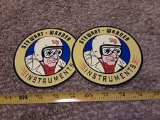 Lot of 2 Vintage Stewart Warner Gauges Racing Decals Stickers NHRA Hot Rod Rat  picture