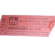 Vintage 1970 Munich Germany International Crafts Fair Ticket Stub Ephemera Art picture