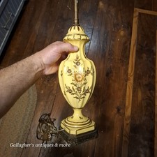 1940s Vintage hand painted yellow porcelain ceramic table lamp  picture