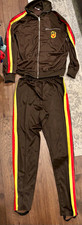 East German Stasi Men's Brown 2pc Tricot Polyester Tracksuit Full Zip, ASV Patch picture