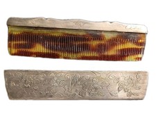 Antique/Vintage 800 Silver Engraved Floral Comb Size: 4