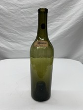 Antique Early Green Wine Bottle, Original Paper Label  picture