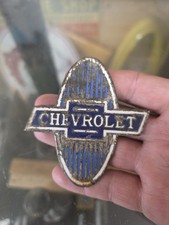 Antique 1930s CHEVROLET CHEVY ENAMEL CAR AUTO RADIATOR BADGE EMBLEM SIGN picture