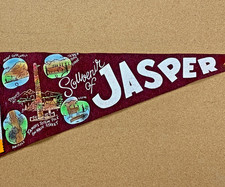 Vintage 1950s Jasper Alberta Canada Totem Pole FELT PENNANT 27” picture
