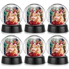 Suzile 6 Pcs Photo Snow Globes 4.3 Inch Double Sided,Black Black picture