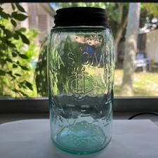 Crude Mason's CFJ Patent nov 30th 1858 FX 658 Mason Jar Whittled Ground Top picture