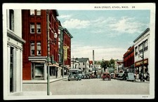 Vintage 1938 Main Street Athol Massachusetts Divided Back Postcard picture