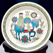 VINTAGE FIGGJO FLINT NORWAY SAGA PLATE 8”, MCM TURI DESIGN NORSK, COUPLE & HORSE picture