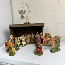 Vtg 1970s Holland Mold Nativity Set 20-Piece w/ Stable Manger Hand Painted picture