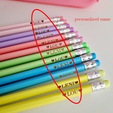 40/20pcs Custom Wooden HB Pencils, Random Color, Personalized Engraved Loose Pen picture