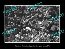 OLD POSTCARD SIZE PHOTO OF NEWTOWN PENNSYLVANIA AERIAL VIEW OF THE TOWN c1940 picture