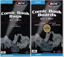 100 BCW 2-Mil Current Modern Poly Bags & Comic Boards Acid Free Combo Set 100ea picture