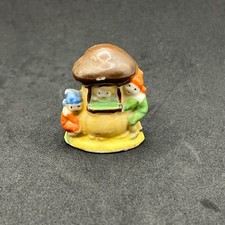 Vintage Occupied Japan Ceramic Elves Pixie Mushroom House Fairy Garden Figurine picture