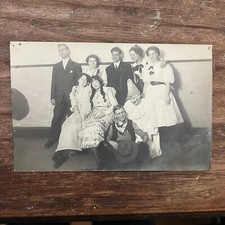 Antique RPPC Real Photo Postcard Theatre Drama Halloween Play Cast Party c 1911 picture