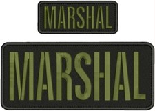 MARSHAL embroidery patches 4x10 and 2x5 hook on back letters OD GREEN picture