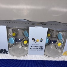Pickleball Embossed Set Of Two  16-17 OZ Juice Glasses. picture