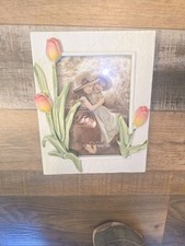 VTG 3D Flowers Floral Resin Photo Frame Table-Top Easel Back  5x7 picture