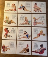 Vintage 1953 Esquire Varga Pin-Up Calendar Pages Complete 12 Month Loose Set picture