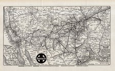 1932 Antique SANTA FE RAILWAY Map Vintage Santa Fe Railroad Map 2908 picture