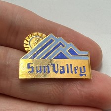 Sun Valley Idaho Ski Resort Lapel Pin Enamel Mountain Sun Logo Skiing Vintage picture