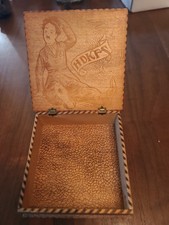 CHARLIE CHAPLIN  Vintage PYROGRAP ART HANDKERCHIEF  WOODEN BOX GREAT GIFT picture