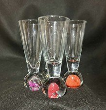Paradise Shots Assorted Color Bottom Shot Glasses Lot Set Of 4 Hand Blown picture
