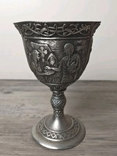 TNC LEGENDS OF THE BRITISH ISLES PEWTER GOBLET MERLIN/VIKING INVASION Flawed picture