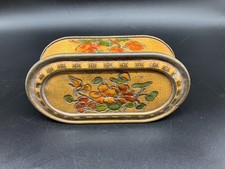SCARCE ANTIQUE NASTURTIUM PATTERN HUNTLEY & PALMERS BISCUIT TIN CHRISTMAS 1908 picture
