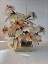 Beautiful Vintage Chinese Carved Hardstone and Jade Bonsai Tree picture