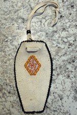 VTG Native American beaded leather medicine pouch Regalia Plains 4 Sided EUC picture