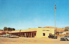 Truth Or Consequences NM City Hall Vintage Cars Flag New Mexico Postcard picture