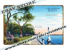 1944 Scenic East Front Street New Bern North Carolina Waterfront Tin Sign bar picture