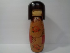 Usaburo Okamoto Kokeshi Doll Made in Japan 10 Wooden Woody Craft Camellia Flower picture