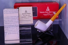 UNSMOKED Turkey Genuine Real Meerschaum Billiard Pipe Hayim Pinhas Box Paperwork picture