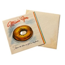 Hallmark Vintage 1945 Missin You Greeting Card Die Cut Doughnut Retro Ephemera picture