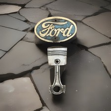 Retro Ford Piston Door Handle Plaque Car Club Painted Antique Finish 9x4” picture