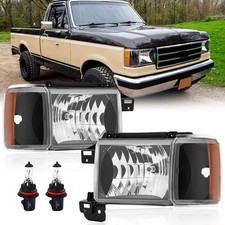 Headlights Assembly W/Bulbs for 1987-1991 Ford Halogen Headlamp Left+Right picture