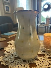 MacKenzie Childs Parchment Check Tall Enamel Vase 10