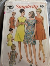 Simplicity 1967 Sewing Pattern Vintage Retro 7120 WOMENS Dress Sz12 Bust 32 Cut picture